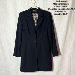 Signature by Larry Levine‎ Long Black Blazer Coat Women’s 10 Single Button Lined